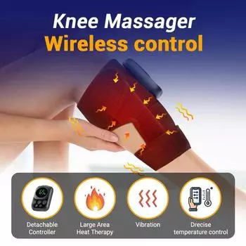 Electric Heating Knee Massage App Control Innovative Knee Support Pads 6 Levels 3 Modes Deep Massage Relaxing for Knee Leg Body чёрный
