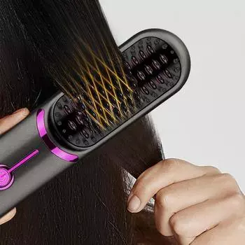 Электрическая расческа 5200 мАч, беспроводная прямая расческа для волос, 3 температурных режима, выпрямляющая щетка для волос, защита от ожогов для парикмахерского салона чёрный
