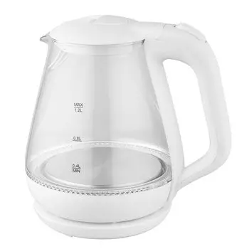 Electric Kettle Glass Kettle White Boiling Prevention Resistant Tempered Transparent Kettle Water Boiling Pot Kitchen Appliance One Touch Eco
