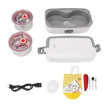Electric Lunch Box 2 Compartment Fast Heating Stainless Steel Leak Proof Food Heater Warmer for L(for 6.5-9kg)