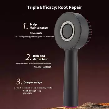 Electric Microcurrent Massage Comb Hair Medicine Liquid Applicator Scalp Head Massage Brush Infrared Light Anti Hair Loss Brush красный