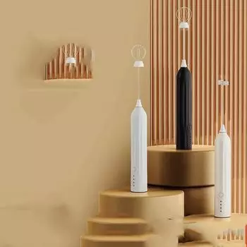 Электрический вспениватель молока 1 шт., для домашнего использования, беспроводной, с двойной палочкой для молока, из нержавеющей стали, с USB-зарядкой, для взбивания кофейных яиц