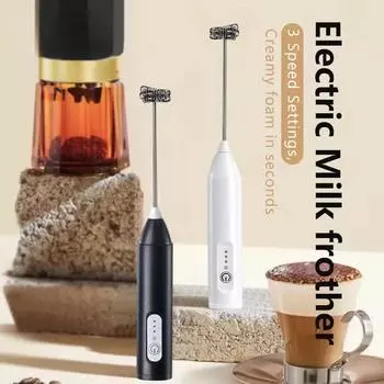 Electric Milk Frother Mini Handheld Wireless Powerful Type-C Rechargeable Convenience Coffee Milk Whipping Kitchen Whisks