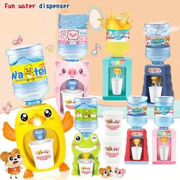 Electric Mini Water Dispenser Toys With Music Lighting Cartoon Animals Kitchen Water Drinking