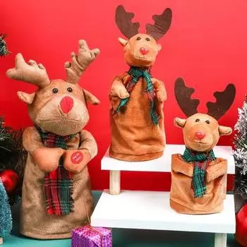 Electric Rotatable Christmas Elk Toy Battery Operated Swinging Singing Dancing Xmas Reindeer Deer Ornament Kids Family Friends Holiday Gift S