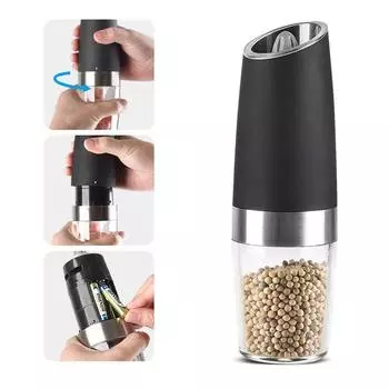 Electric Salt And Pepper Grinder Set With Adjustable Coarseness Battery Powered Barbecue Seasoning Tool Pepper Grinder чёрный