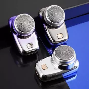 Электробритва мужская новая водонепроницаемая перезаряжаемая мини мужская карманная машинка с 3 ножами маленькая стальная электробритва-пистолет серебряный