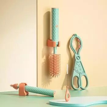 Электрическая силиконовая щетка для бутылок, вращающаяся на 360°, щетка для чистки детских сосок и чашек, с длинной ручкой, кухонные щетки для чистки, 3/4 шт./набор