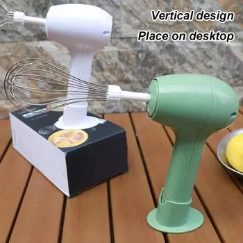 Электрический небольшой ручной миксер с одной кнопкой запуска, венчиком с 2 венчиками из нержавеющей стали и подставкой для взбивания или смешивания яиц, масла и крема белый