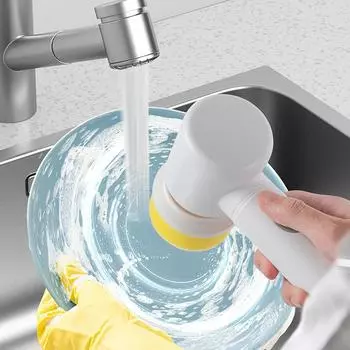 Electric Spin Scrubber USB Rechargeable with 5PCS Brush Heads Kitchen Dishwashing Brush Bathtub Tile Professional Cleaning Brush