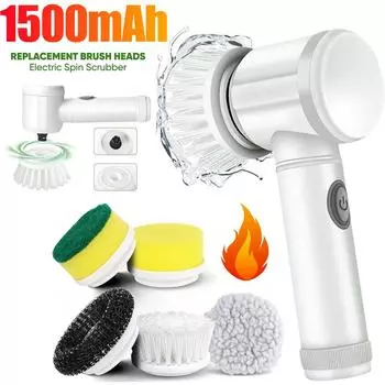 Электрическая вращающаяся скрубберная машина с 5 насадками-щетками, электрическая щетка для чистки, перезаряжаемая ручная скрубберная машина для душа, инструмент для чистки