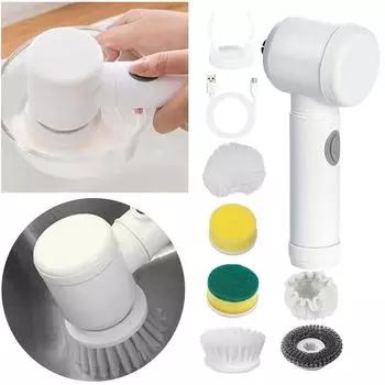 Electric Spin Scrubbers USB Rechargeable Power Scrubber Cleaning Cloth Brushes D