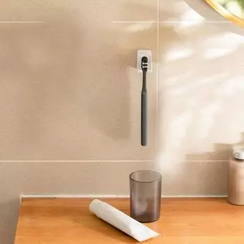 Electric Toothbrush Rack Non Perforated Holder With Cover Wall Mounted Storage Dustproof Suspension Frame Bathroom Supplies