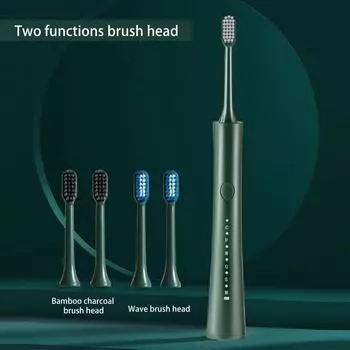 Electric Toothbrush with Soft Bristles Usb Charging Electric Toothbrush Advanced Electric Toothbrush with 5 Brush Heads for Men зелёный