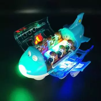 Electric Toy LED Plane Model Plastic Aircraft Toy LED Lights Music Airplane Toys Girl синий