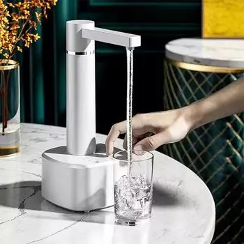 Electric Water Gallon Pump Automatic Water Dispenser Smart Table Water Bottle Pump 1800mA Rechargeable Drinking Water Machine белый