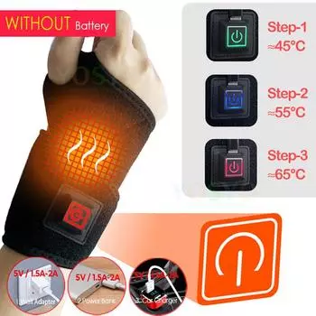 Electrically Heated Wrist Support sleeve Adjustable Wrist guard Breathable Black Strap Sports and Hand Joint Protection Tool чёрный