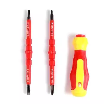 Electrician Screwdriver Insulated Screwdriver Set For MultiFunctional Repair Tool Strong Magnetic Phillips Slotted Tips красный