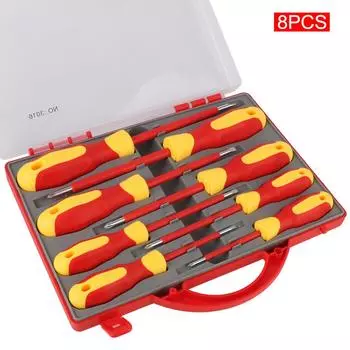 Electricians Tools Insulated Screwdriver Tool Set With TPR Handle Grips Insulated Screwdriver Set 8PCS Magnetic Single-Head