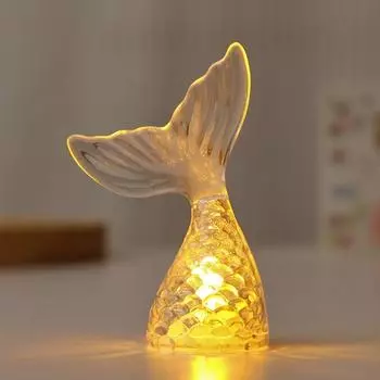 Electronic Candle Lamp Glowing Mermaid TailNight Light Desktop Ornament Micro Mini Decoration Transparent yellow light