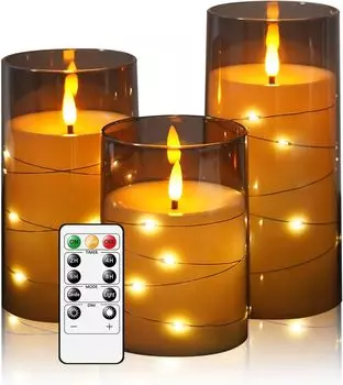 Electronic candle LED flameless candle with built-in star string and remote control for remote operation suitable for Christmas синий
