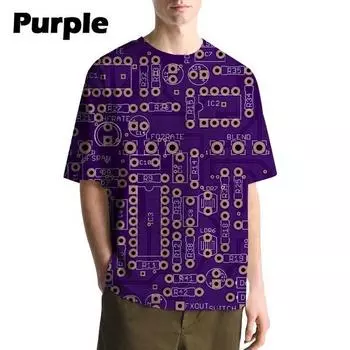 Футболка в стиле хип-хоп с электронным чипом для мужчин и женщин, футболка с электронной материнской платой, напечатанная на 3D-принтере, летняя футболка с короткими рукавами в стиле Харадзюку S синий