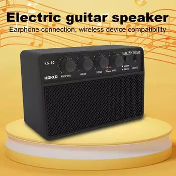 Electronic Guitar Amplifier with 6.35mm Universal Interface Acoustic Guitar Amp Speaker USB Charging for Travel Daily Practice чёрный