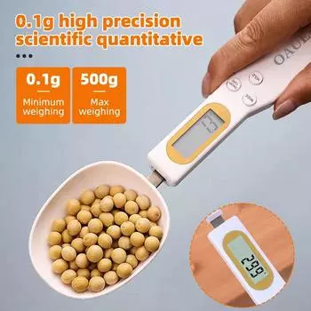 Electronic Kitchen Scale LCD Digital Measuring 500g 0.1g Precise Digital Spoon Food Flour Milk Coffee Scale Kitchen Mini Tool светло-зеленый