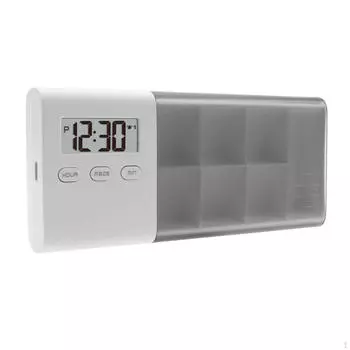 Electronic Pill Box Loud Sound Dustproof Dispenser with Alarm Reminder for Outdoor Camping серый