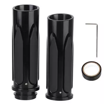 Electronic Throttle Handle Bar Motorcycle Hand Grips Soft Touch Comfort Grip Set For Touring Softail Dyna 2 pcs/Set CNC black