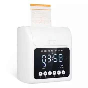 Electronic Time Clock with Extra 100pcs Time Cards 2 Sided Monthly & Weekly and 2PCS Ink Ribbon EU белый