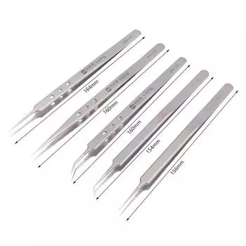Electronics Industrial Tweezers Curved Straight Tip Precision Stainless Steel Forceps For Phone Motherboard Repair Hand Tools AAA-12S