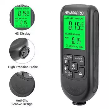 Electroplate Metal Coating Thickness Tester HW-300 Digital 0-2000um Fe and NFe Probe Car Paint Coating Thickness Gauge чёрный