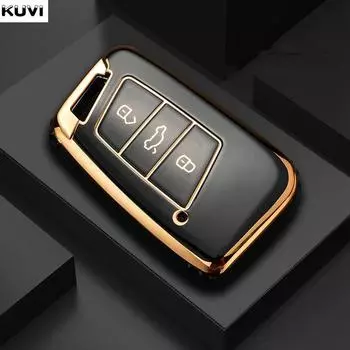 Гальванизированный чехол для автомобильного ключа TPU для VW Volkswagen Magotan Passat B8 Skoda Superb Kodiaq A7 Smart Remote Fob Protector Case серый