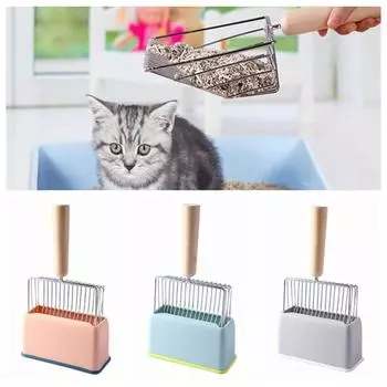 Electroplating Metal Cat Litter Shovel Set Non-Stick Pet Cleaning Supplies Cat Litter blue-base