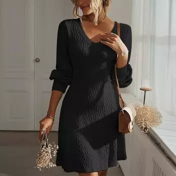Elegant and Refined Long-sleeved Women s Dress for Summer S абрикосовый
