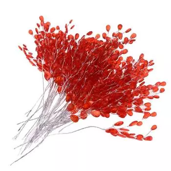 Elegant Artificial Flower Bouquet with Crystal Acrylic Bead Drop 50pcs 15cm красный