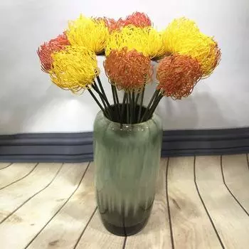 Elegant Artificial Leucospermum Flower Real Touch Fake Flower Wedding Decor оранжевый