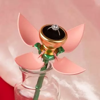 Elegant Auto Blooming Jewelry Box Dustproof Rose Ring Box Flower Proposal Ring Box Wedding