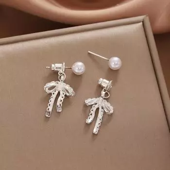 Elegant Ballet Bow Earrings Lace Hollow Out Light Luxury Women Daily Wear