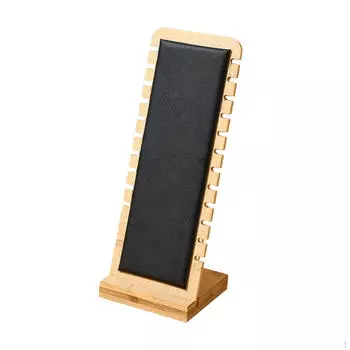 Elegant Bamboo Jewelry Stand for Necklace Organization чёрный
