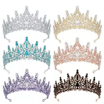 Elegant Baroque Crown Shiny Princess Tiara Temperament Rhinestone Crown Wedding Style9
