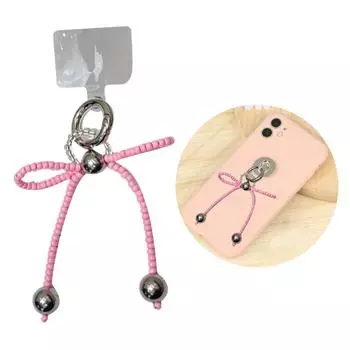 Элегантный брелок для телефона с бусинами и бантом, ремешок, брелок, украшение для сумки в форме бабочки, стильное украшение для школьного рюкзака розовый