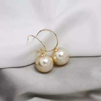 Elegant Big Pearl Ball Stud Earrings Charm Design Pearl Ear Stud Round Pearl Drop Ear Ring Women