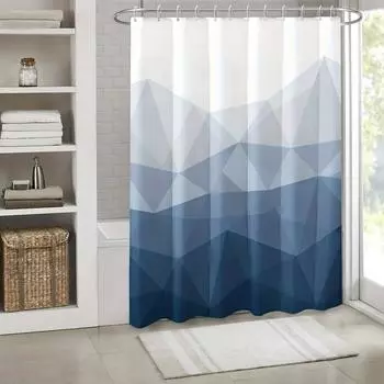 Elegant Blue and White Geometric Waterproof Shower Curtain – Perfect for Adding a Modern and Stylish Touch to Your BathroomDecor W90xH180cm