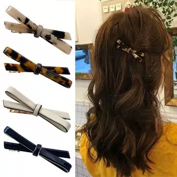 Elegant Bowknot Hairclip Acetic Acid Bangs Hairpins Butterfly Knot Hair Clip For Women Girls A