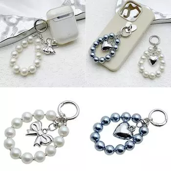 Элегантный бант-сердце с подвеской из жемчуга, милые бисерные кольца, брелок-бант-сердце для любителей моды 1