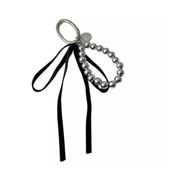 Elegant Bowknot Keychain Pendant with Ribbons Charm and Pearls Accents Accessory for Handbags and Phones Decoration чёрный