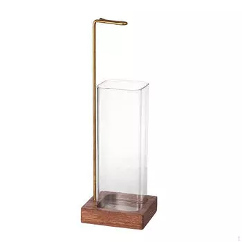 Elegant Brass Incense Holder with Glass Ashes Collector 8cmx8.5cmx26cm