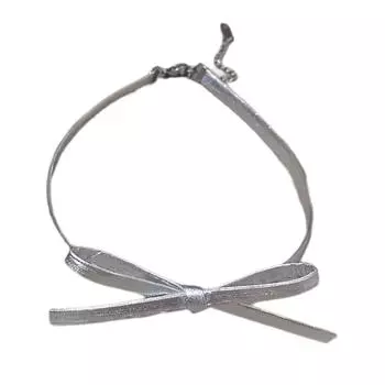 Elegant Butterfly Necklace Bowknot Charm Pendant Neckchain Adjustable Choker Handmade Collarbone Chain Gifts for Women серебряный